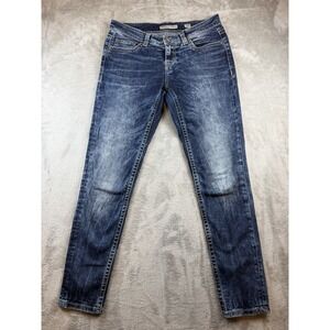 BKE Buckle Jeans Womens 29R Payton (34x31) Dark with light areas Embroidered